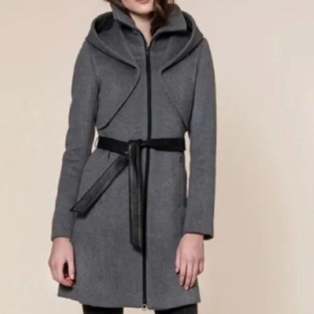 SOIA & KYO Arya Gray Wool Coat with Hood